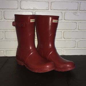 Glossy Red Hunter Boots Short